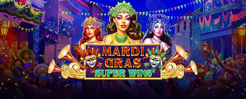 Head on out to Bourbon Street for a party like no other when you play the Mardi Gras Super Wins online slot game at Slots.lv.