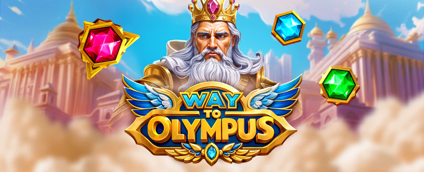 Step into the realm of the gods in Way to Olympus at SlotsLV! Land cluster wins, trigger powerful features, and chase a divine 10,000x payout.