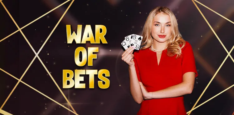 "War of Bets" is a card game involving two sides - Player and Dealer. It uses a standard playing card deck. The higher card wins. If the two cards played are of equal value, then there is a "War".