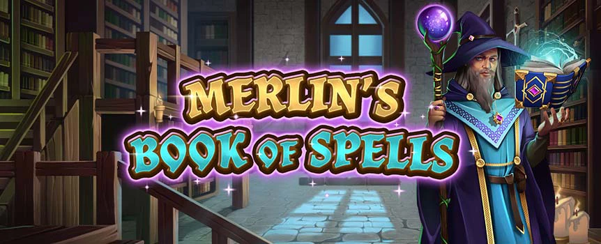 Enter the magical world of the wizard Merlin, and see if you can win big prizes when you play the Merlin’s Book of Spells online slot game at Slots.lv.