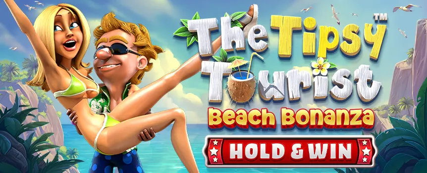 Sip, spin, and win in The Tipsy Tourist: Beach Bonanza at SlotsLV! Trigger Hold & Win, unlock Bonuses, and chase rewards up to 5,000x your bet!